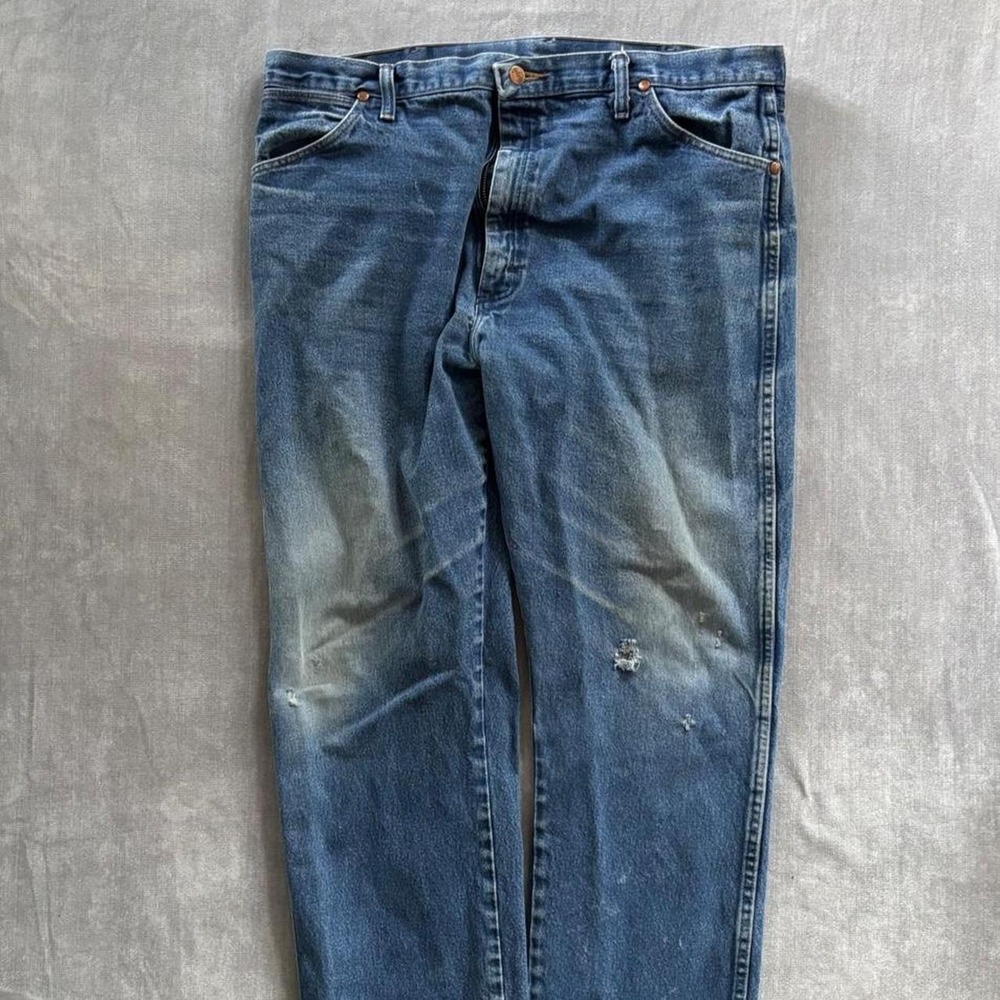 Wrangler Mens Blue Denim Straight Leg Cowboy Cut Jeans 40x34 1013MWZPW